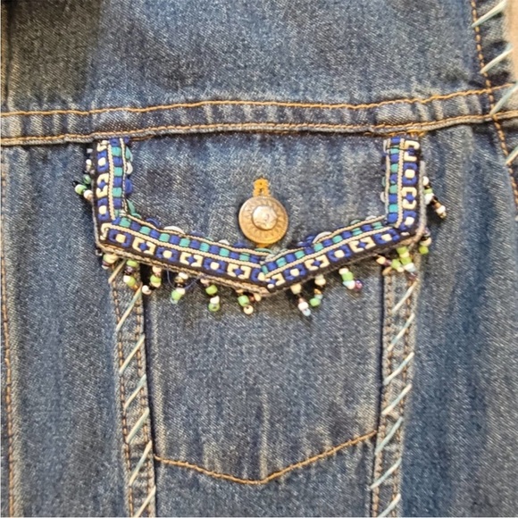 Vintage Denim Vest Womens Size S Fully Beaded Embroidered Southwestern Blue - Picture 4 of 7